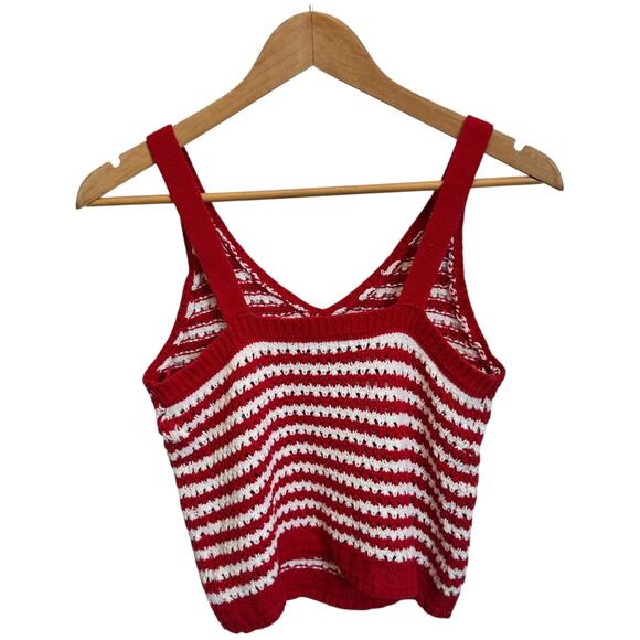 Freshman Red and White Crocheted Crop Top Women’s Size Large Y2K - Picture 2 of 8